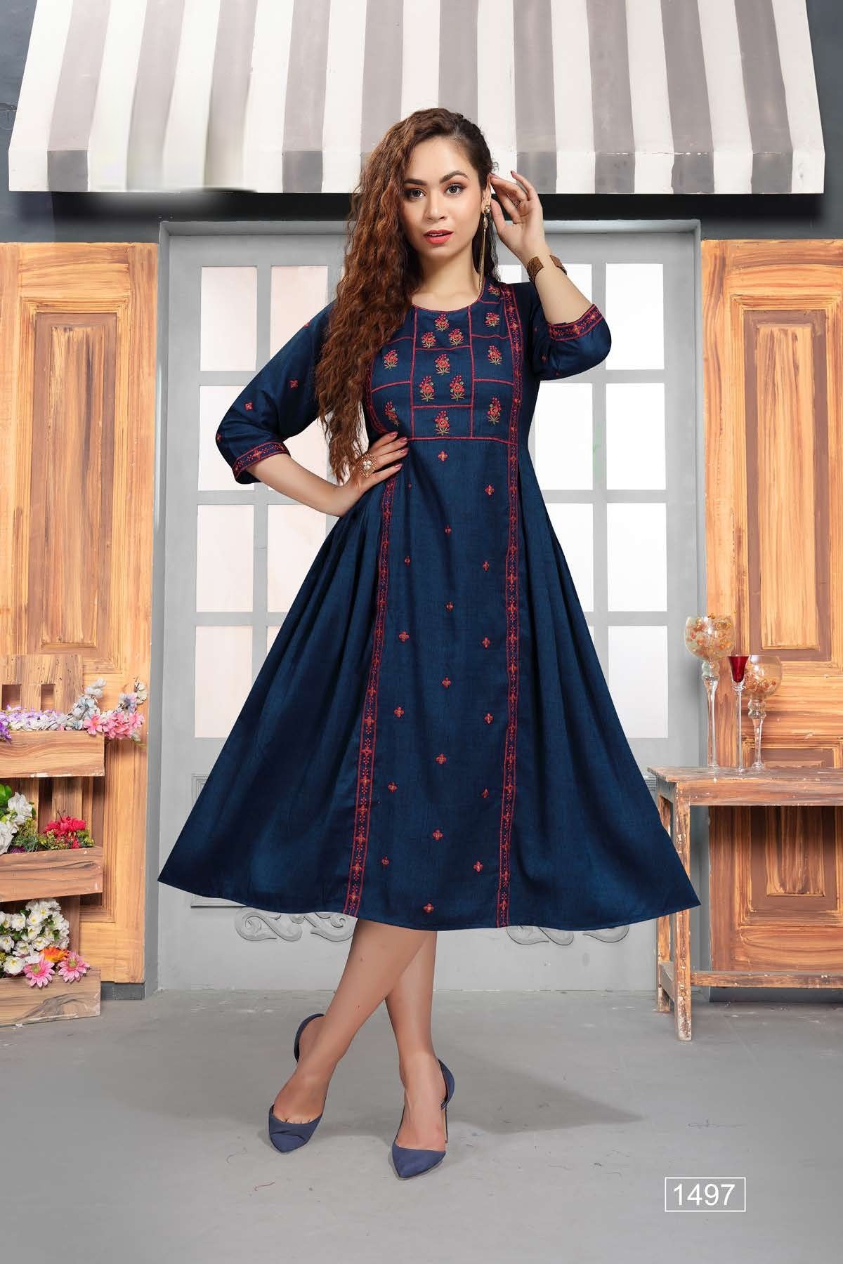 Chutki 1490 Latest Regular Wear Rayon Embroidery Designer Kurti Collection